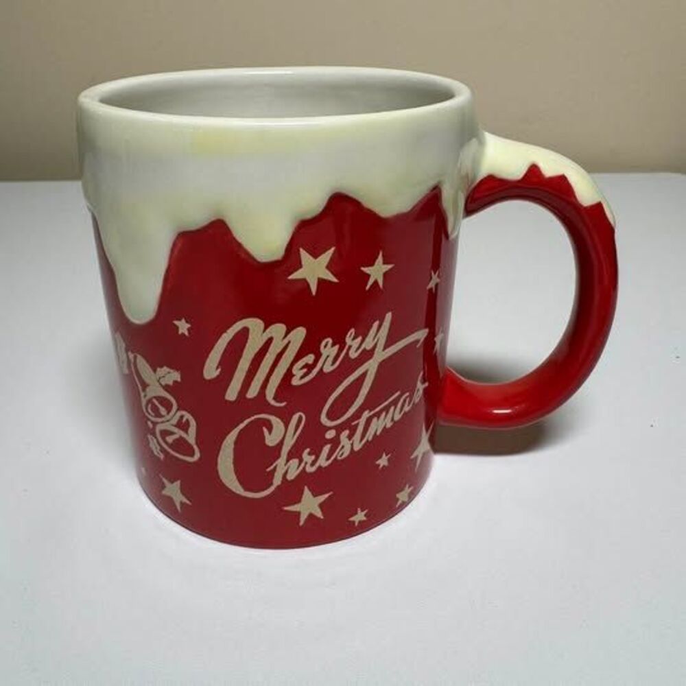 Vintage Inspired Silvestri Merry Christmas Oversized Mug Drip Glaze Santa Mug